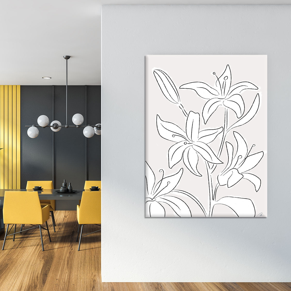 Lillies No 03 canvas print showcasing vibrant lily flowers in a modern design.