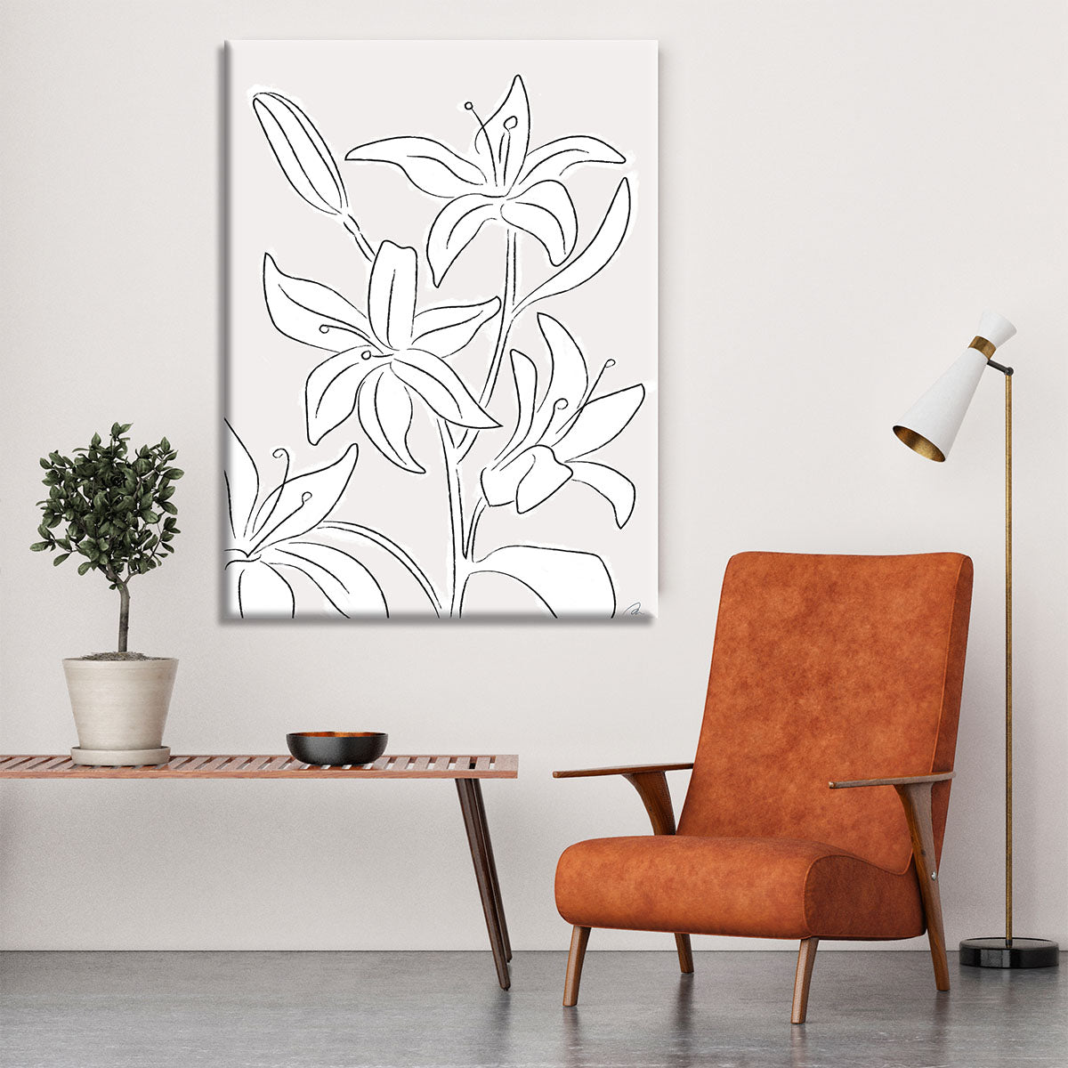 Lillies No 03 canvas print showcasing vibrant lily flowers in a modern design.