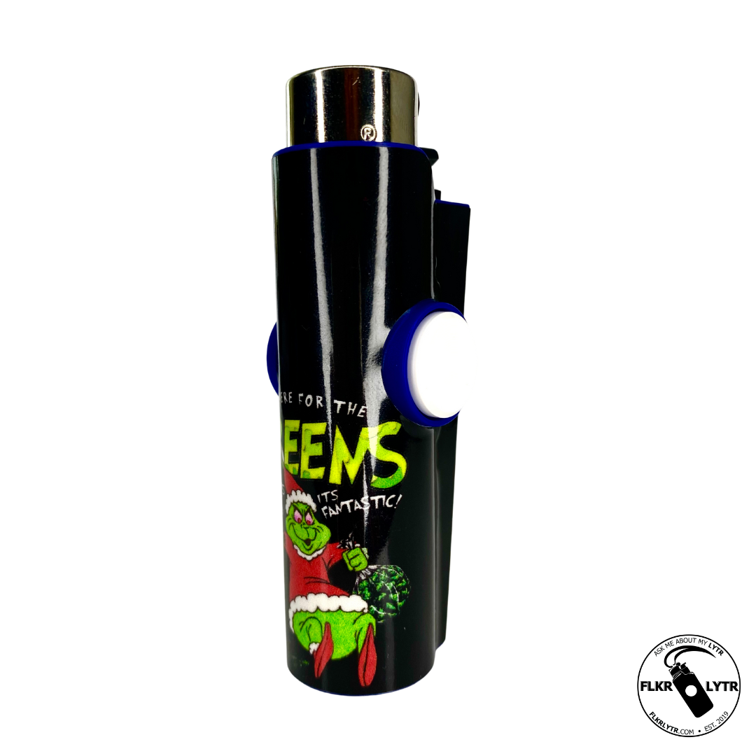 Limited Edition 'The One Man Who Stole Christmas' FLKR LYTR Fidget lighter case with metal poker and bottle opener features.