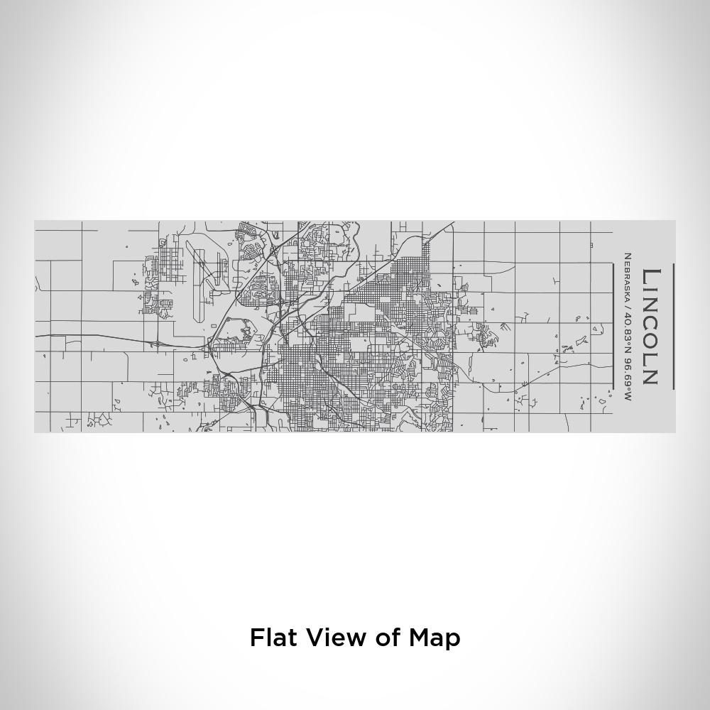 Custom engraved insulated cup featuring a map of Lincoln, Nebraska with coordinates, made of stainless steel.