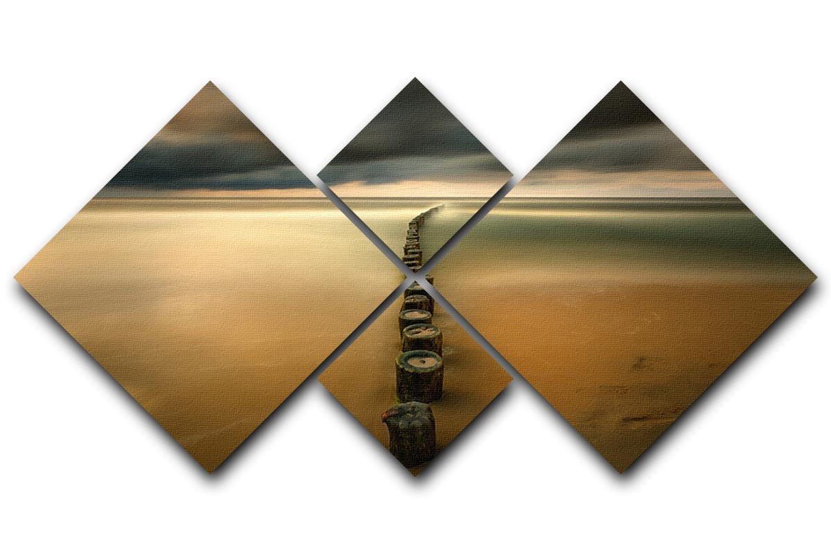 A beautifully arranged Line 4 Square Multi Panel Canvas showcasing four equal square sections of artwork, enhancing any wall decor.