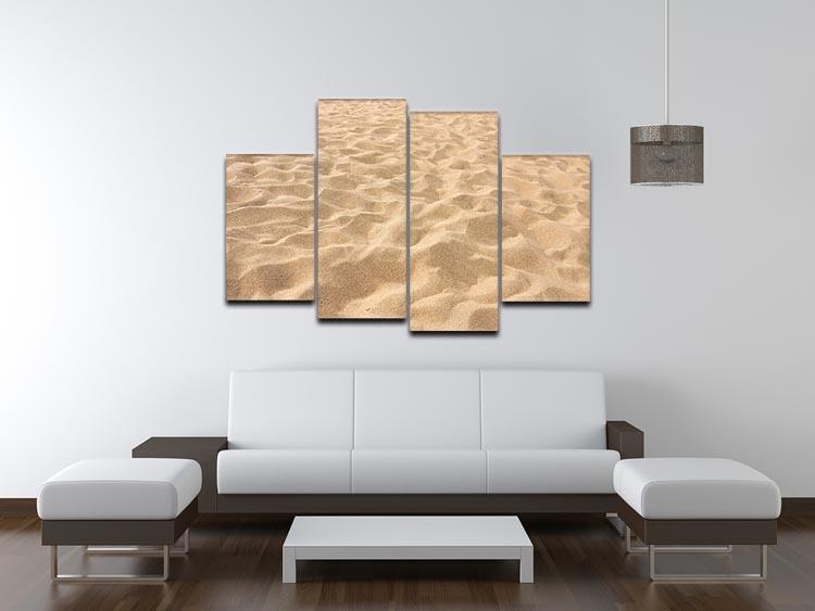 A beautiful 4-split canvas artwork depicting serene beach lines, showcasing four panels that create a cohesive beach scene.