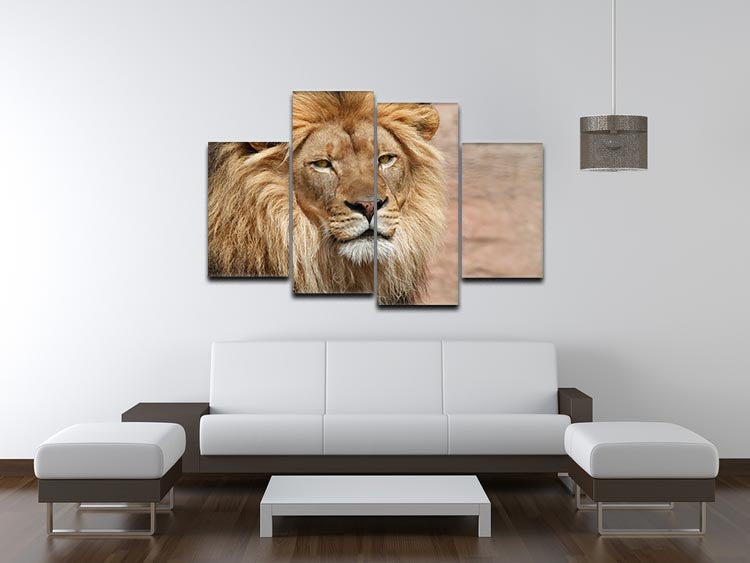 Lion 4 Split Panel Canvas artwork featuring a majestic lion, divided into four panels for a dynamic display.