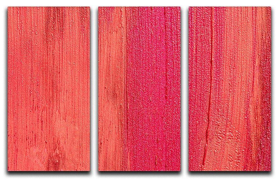 A vibrant 3-panel canvas print featuring a lipstick texture design, perfect for modern decor.