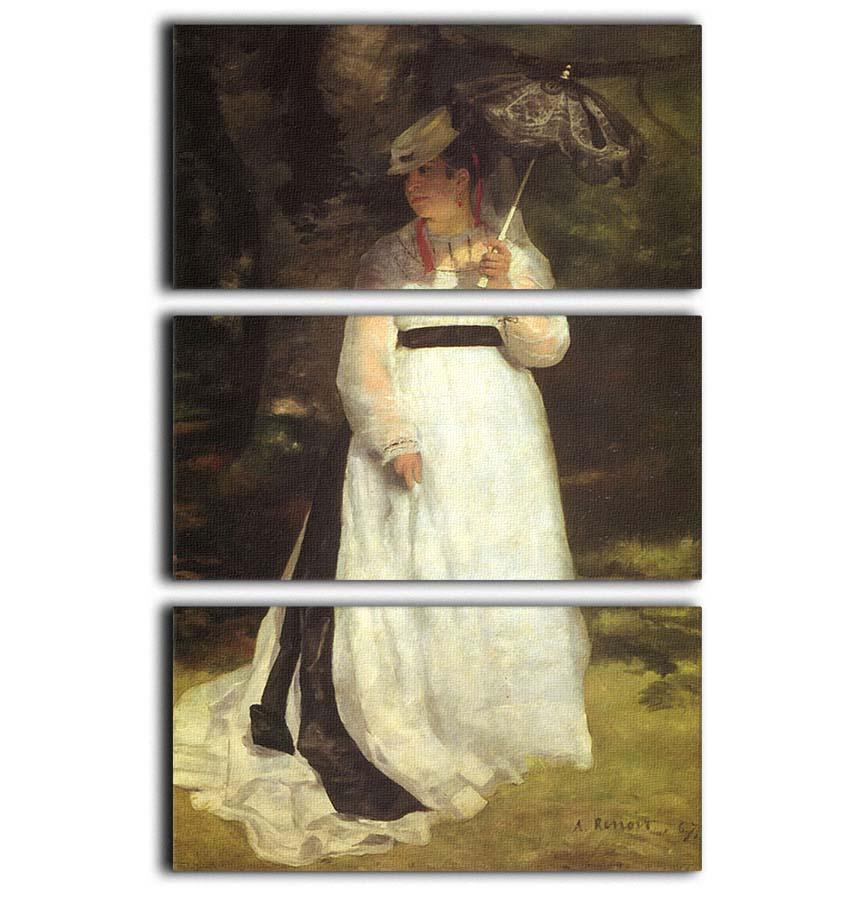 Three-panel canvas print of Renoir's Lise with an Umbrella, showcasing vibrant colors and elegant design.