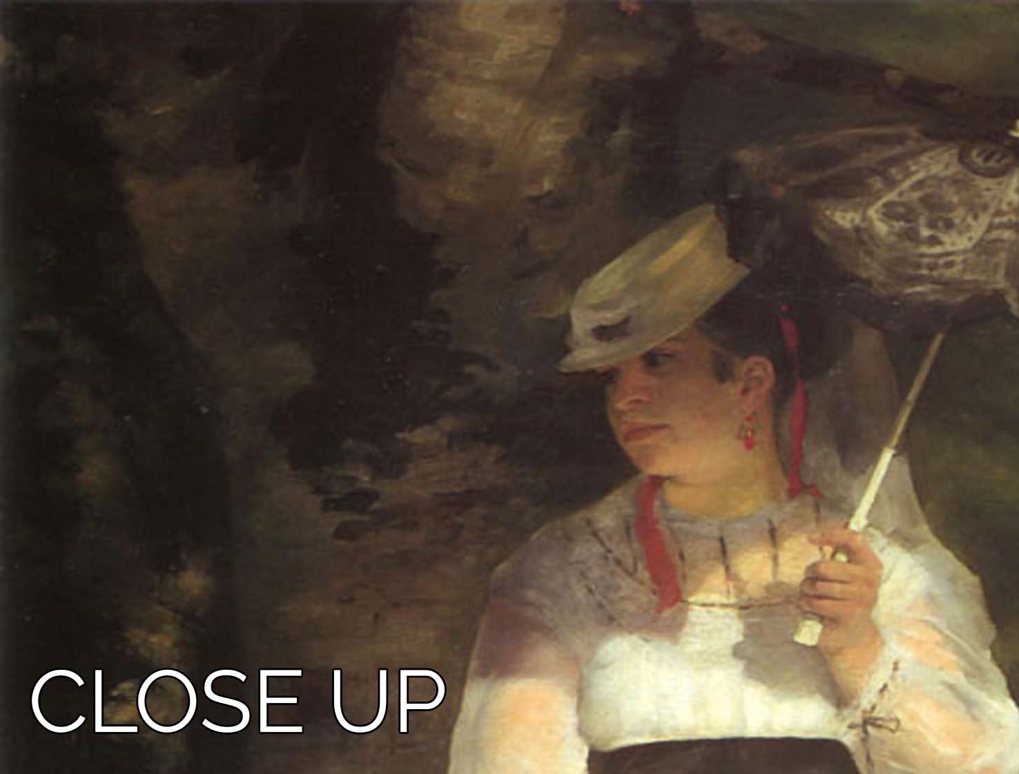 Three-panel canvas print of Renoir's Lise with an Umbrella, showcasing vibrant colors and elegant design.