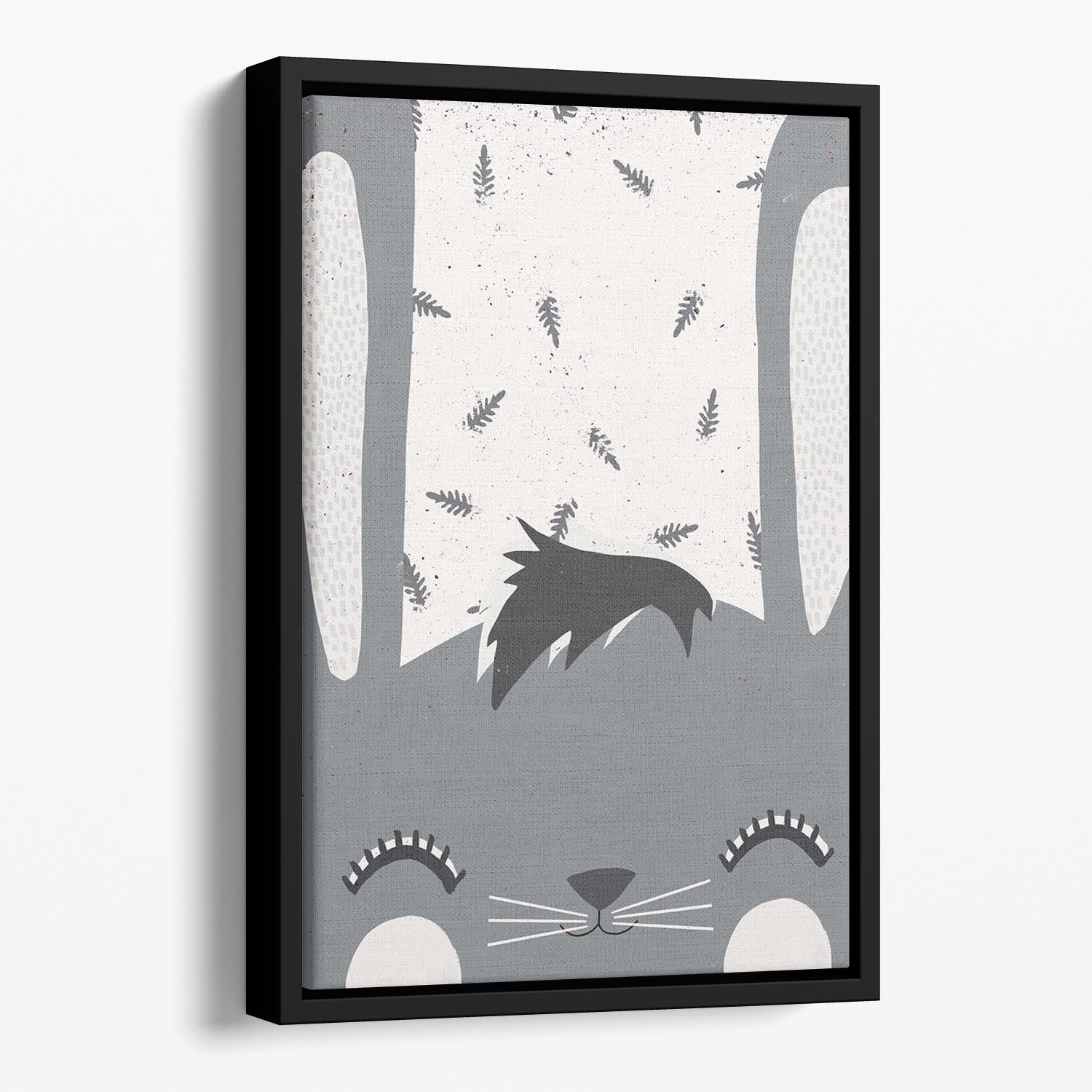 Little Bunny Floating Framed Canvas featuring vibrant abstract art in an elegant wooden frame.