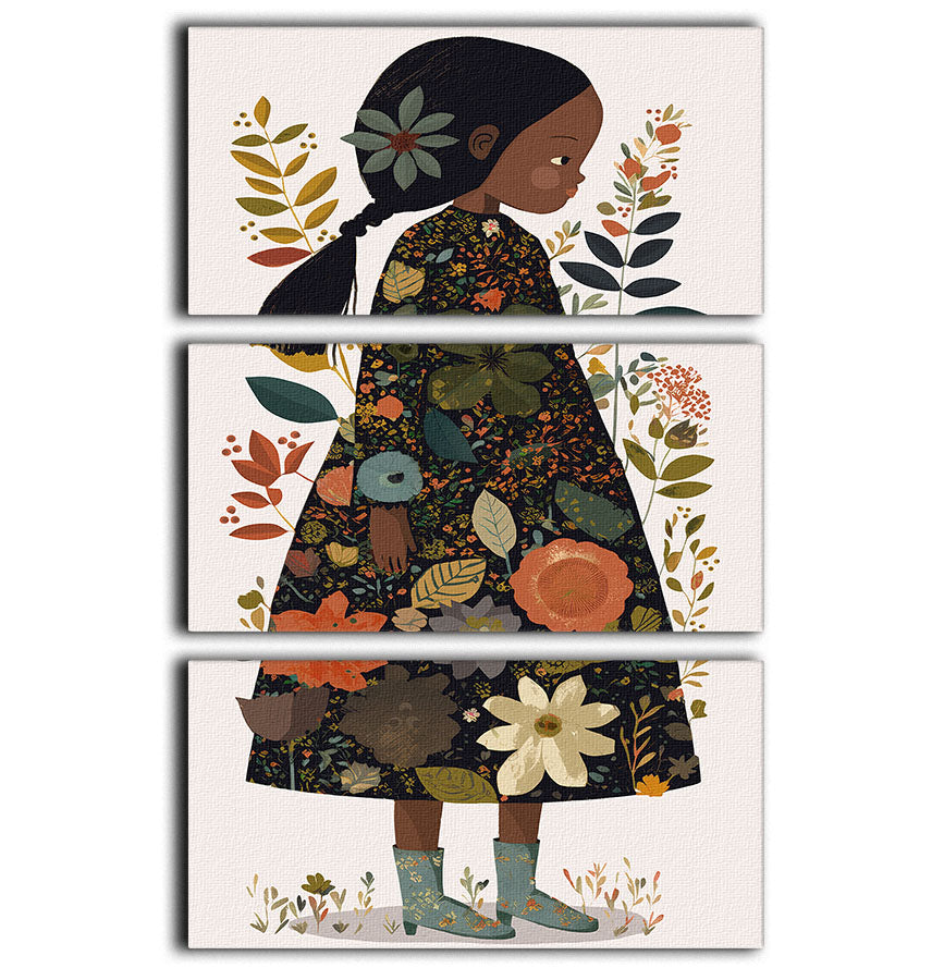A beautiful 3-panel canvas print featuring a little flower girl, perfect for enhancing home decor.