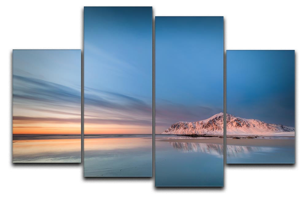 Lofoten 4 Split Panel Canvas artwork featuring a vibrant landscape divided into four sections, creating a dynamic visual effect.