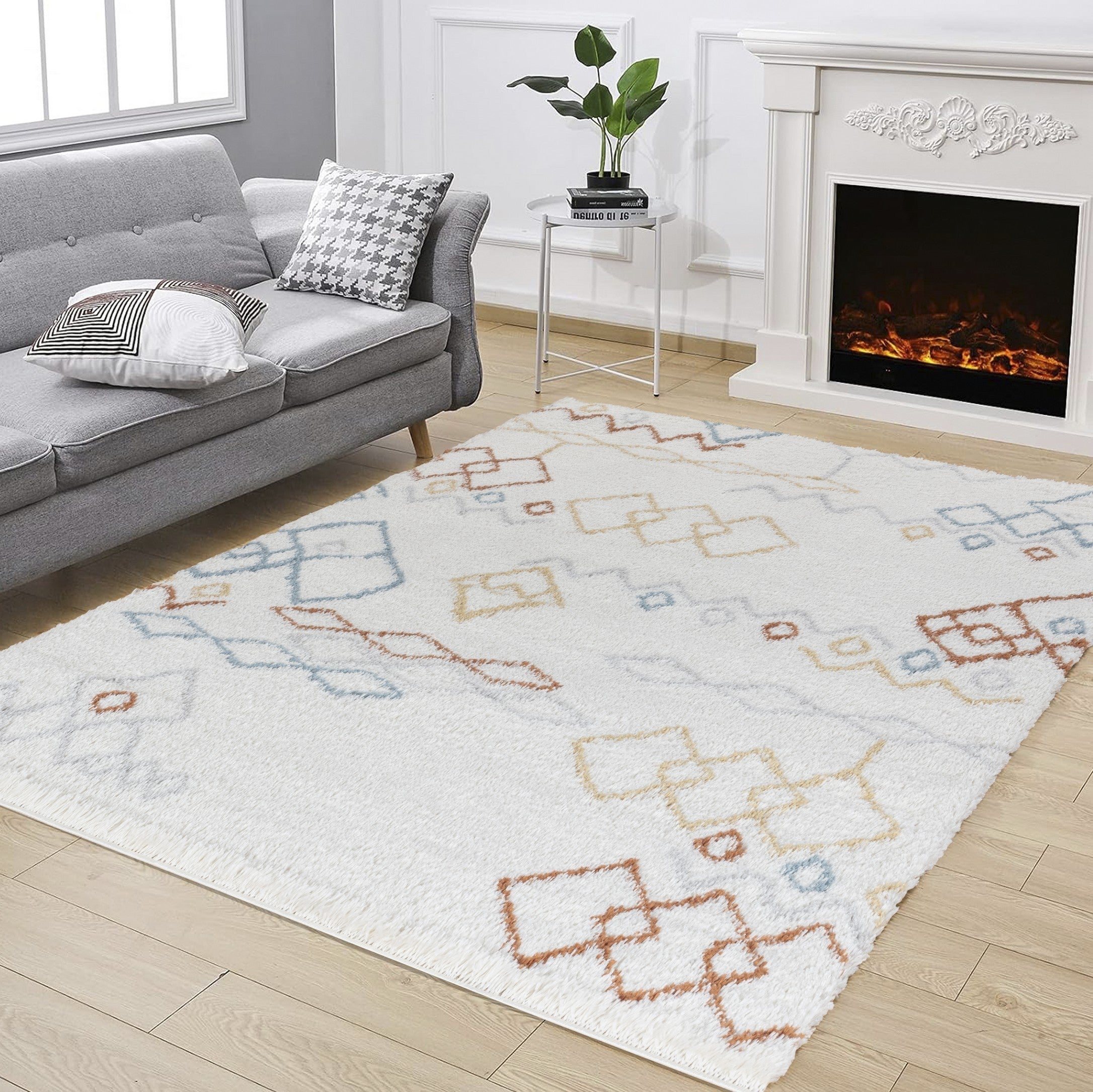 Loft Shag Ivory 5 ft. 3 in. x 7 ft. shaggy area rug with plush texture, perfect for enhancing home decor.