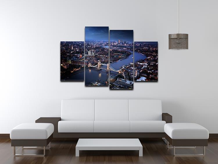 Aerial view of London featuring Tower Bridge, displayed as a 4-split canvas artwork.