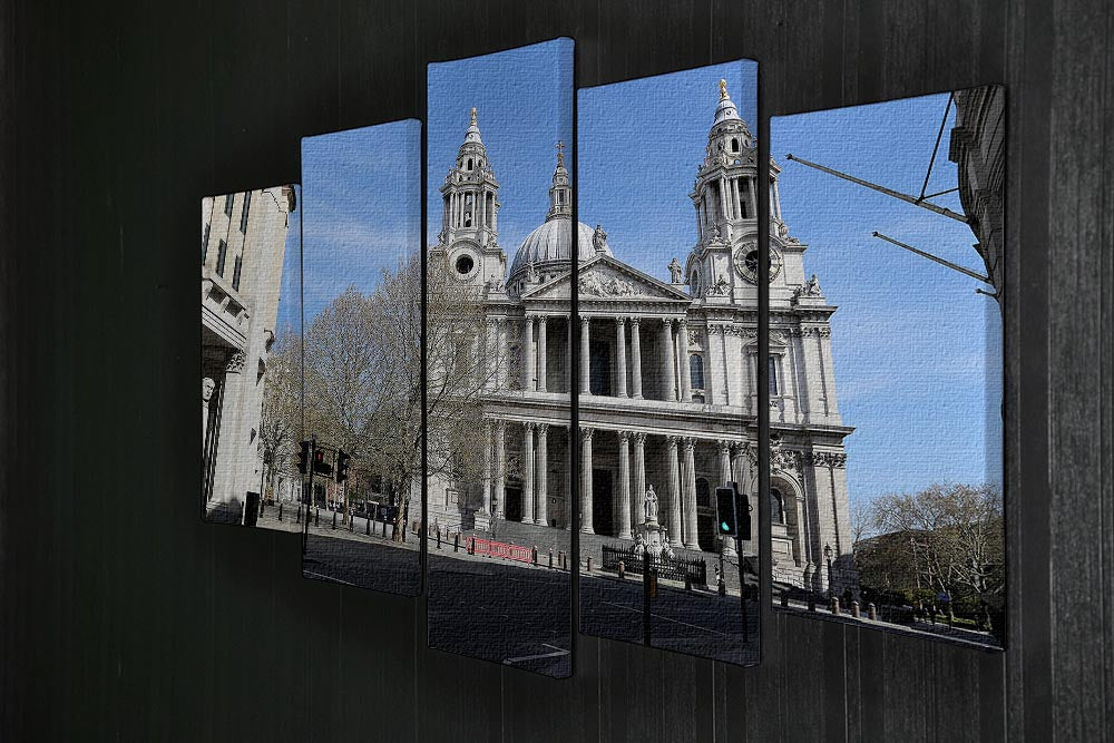 A stunning 5-split canvas artwork featuring St Pauls Cathedral during the London lockdown in 2020, showcasing intricate details and vibrant colors.
