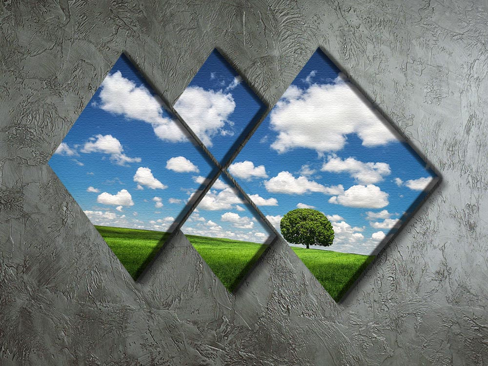 Lonely Tree 4 Square Multi Panel Canvas artwork featuring a serene tree design divided into four equal panels.