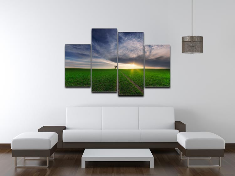 Loner In The Sun 4 Split Panel Canvas artwork displayed in a modern setting, showcasing vibrant colors and dynamic design.