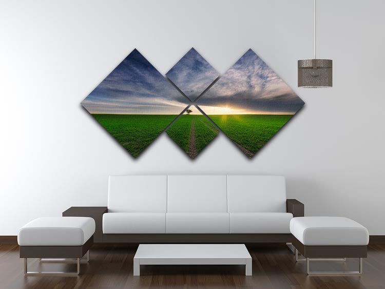 Loner In The Sun 4 Square Multi Panel Canvas artwork featuring four equal square panels with vibrant colors and intricate design.