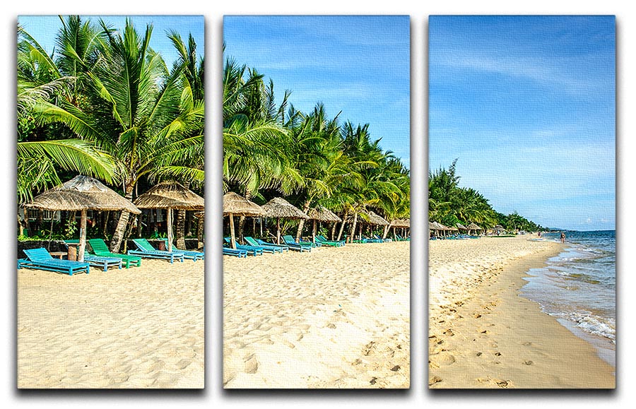 Long Beach Phu Quoc 3 Split Panel Canvas Print showcasing vibrant colors and elegant design, perfect for home or office decor.