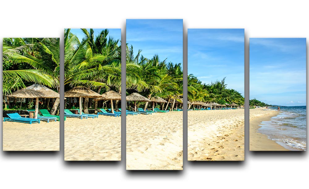 Long Beach Phu Quoc 5 Split Panel Canvas artwork showcasing vibrant beach scenery across five panels.