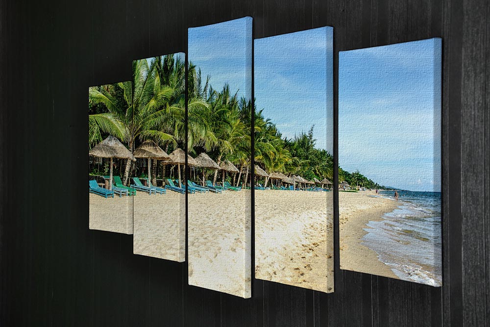 Long Beach Phu Quoc 5 Split Panel Canvas artwork showcasing vibrant beach scenery across five panels.