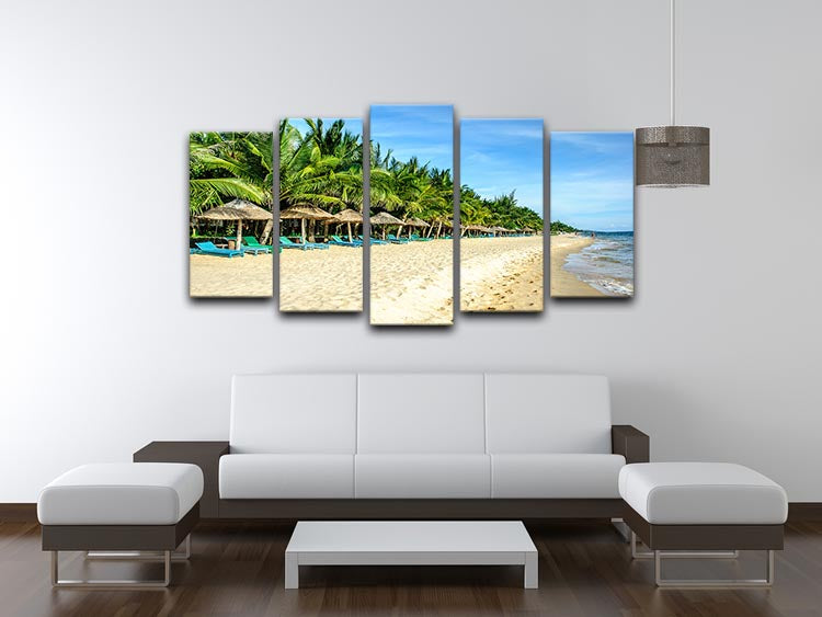 Long Beach Phu Quoc 5 Split Panel Canvas artwork showcasing vibrant beach scenery across five panels.