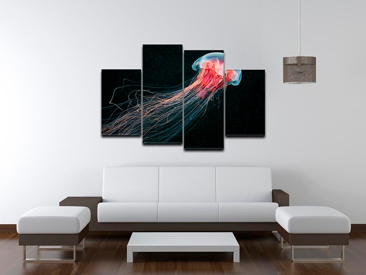 Longtail 4 Split Panel Canvas artwork featuring a dynamic design divided into four equal sections, showcasing vibrant colors and intricate details.
