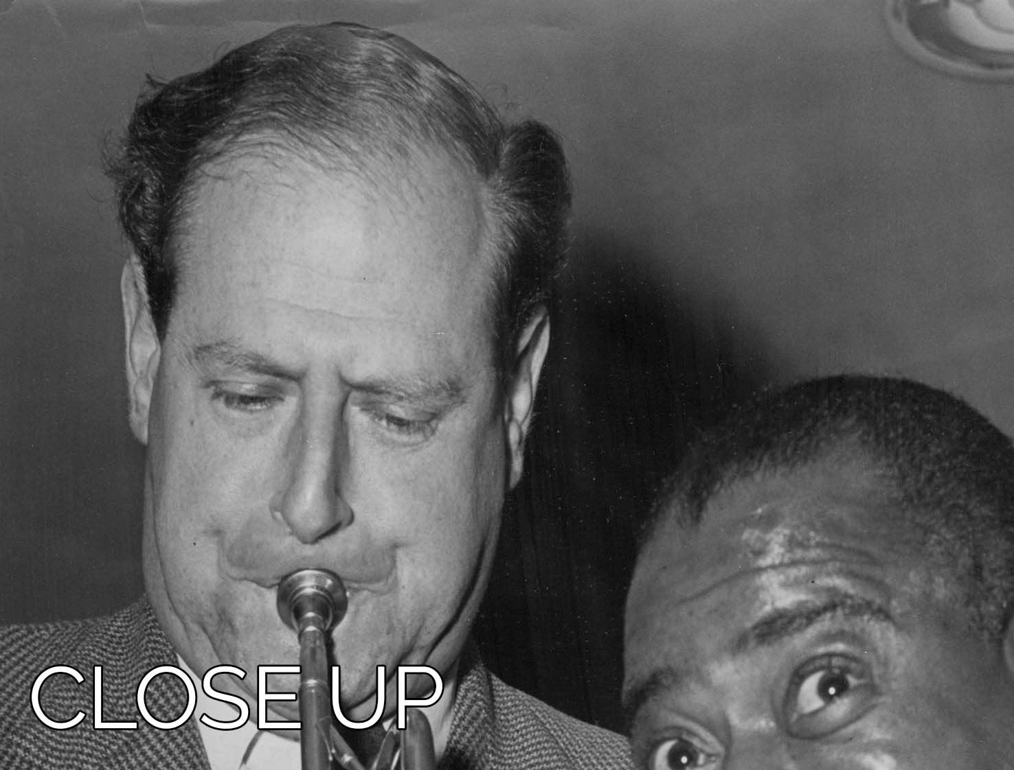 Louis Armstrong listens 3 Split Panel Canvas Print featuring vibrant colors and a captivating design across three panels.