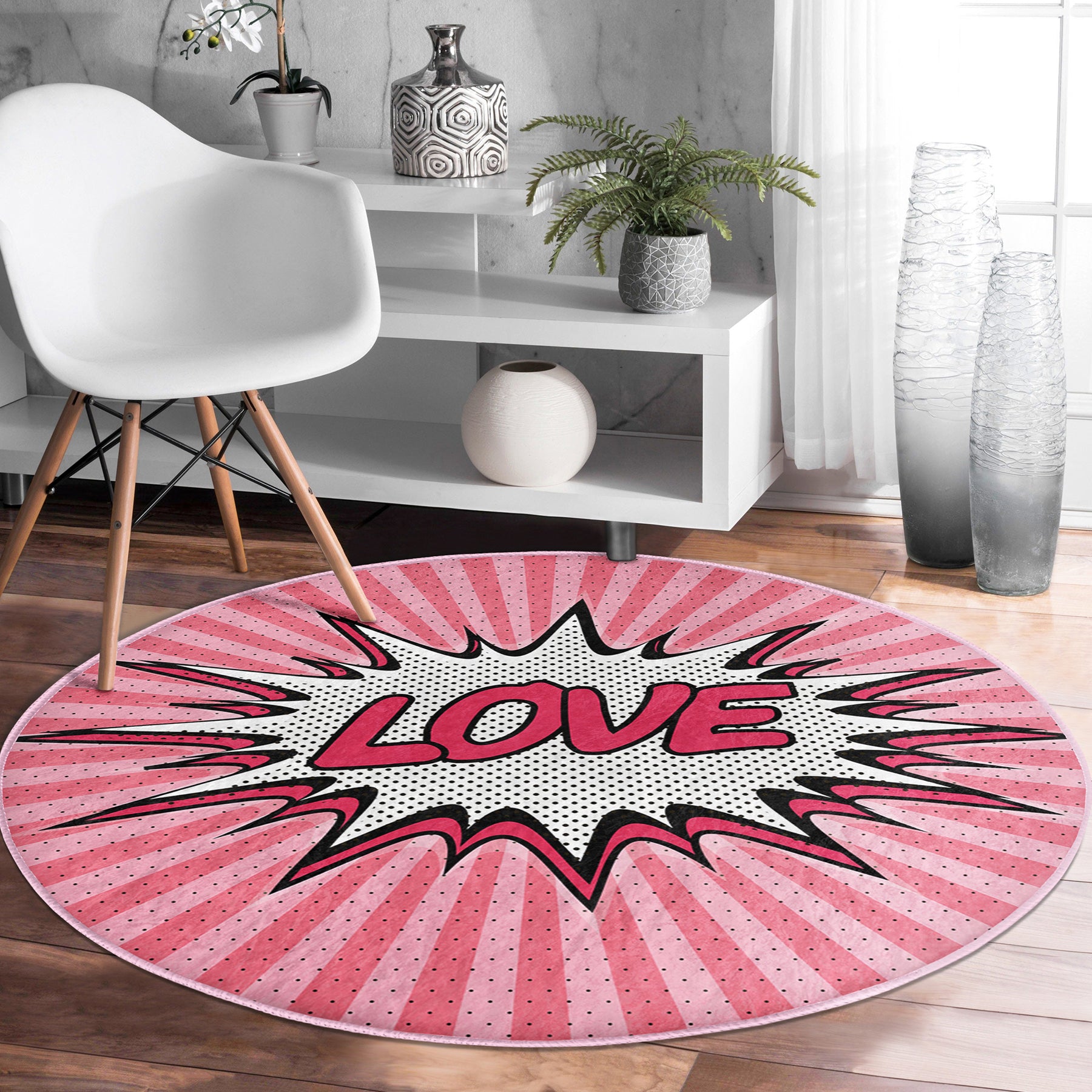 Love Pattern Pink Rug featuring a stylish design in soft velvet fabric, perfect for home decor.