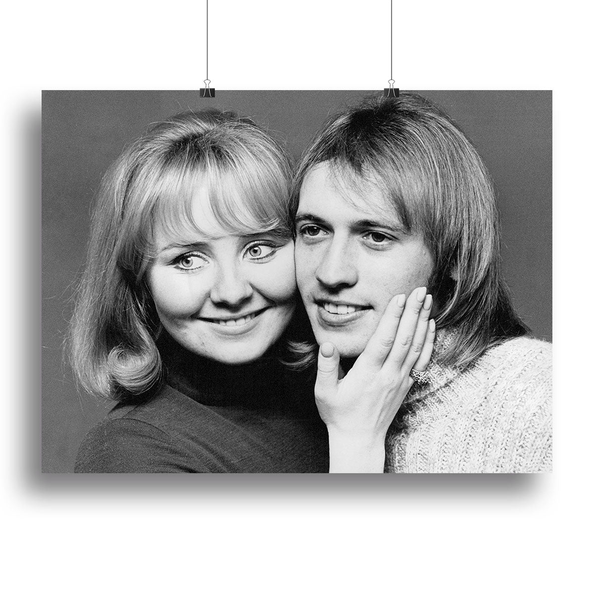 Canvas print featuring Lulu with Maurice Gibb of the Bee Gees, showcasing vibrant colors and intricate details.