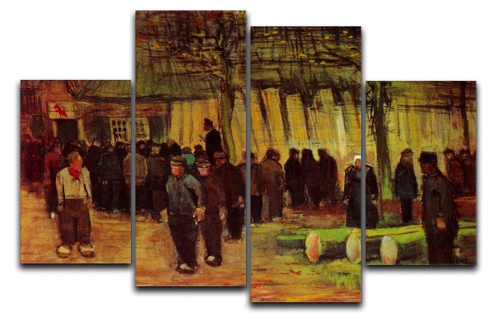 Van Gogh Lumber Sale 4 Split Panel Canvas artwork displayed in a modern living room setting, showcasing vibrant colors and dynamic design.