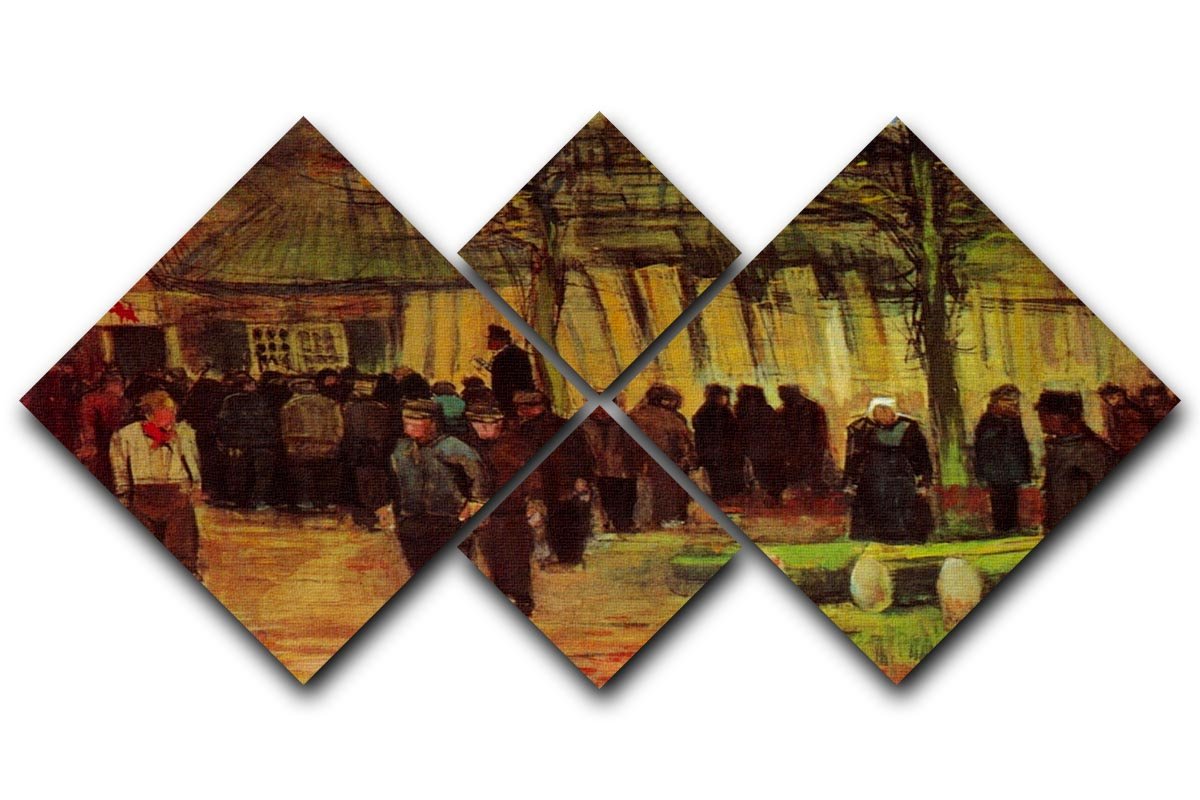 A beautiful 4-square multi-panel canvas artwork featuring Van Gogh's Lumber Sale, showcasing vibrant colors and intricate details.