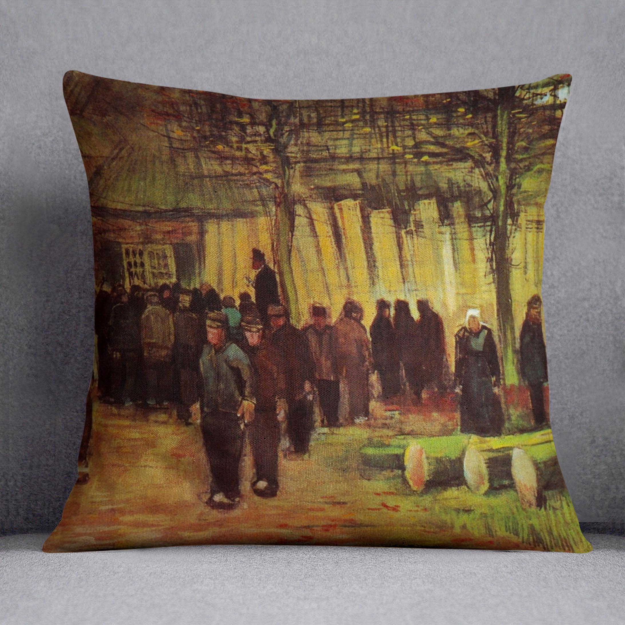 Vibrant abstract cushion featuring Van Gogh-inspired designs on luxurious vegan faux suede, showcasing colorful patterns and plush filling.