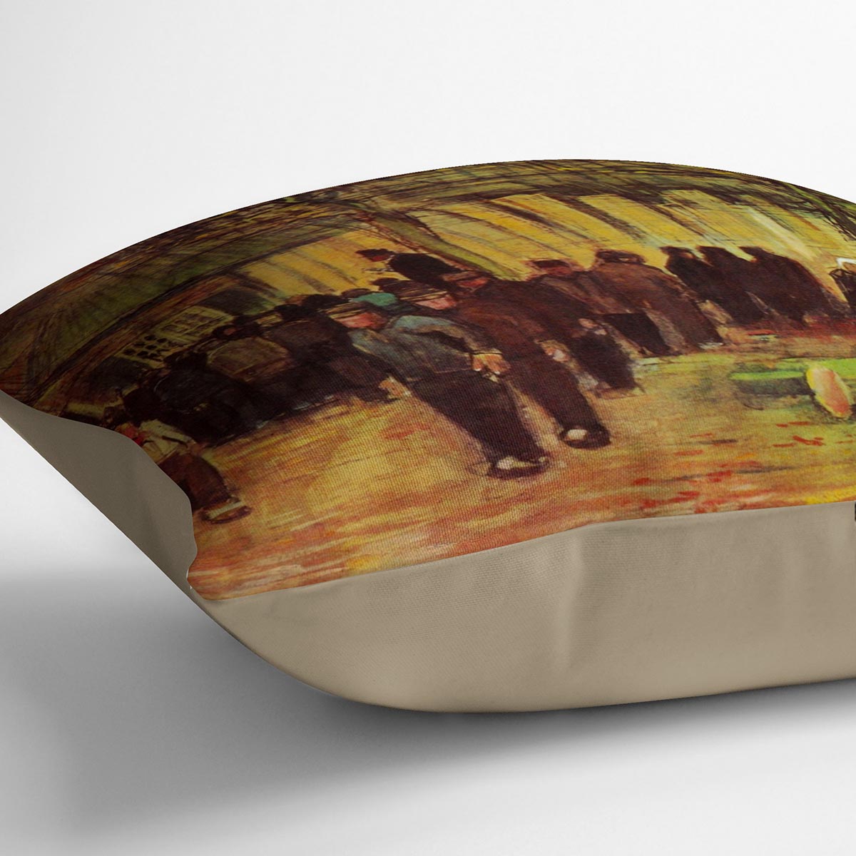 Vibrant abstract cushion featuring Van Gogh-inspired designs on luxurious vegan faux suede, showcasing colorful patterns and plush filling.