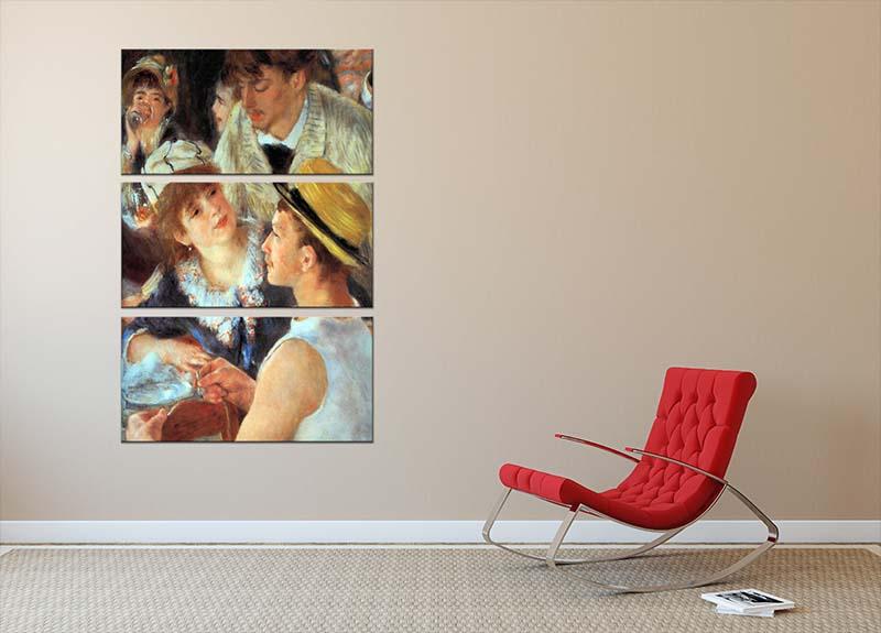 Three-panel canvas print featuring Renoir's Lunch on the Boat Party, showcasing vibrant colors and elegant design.