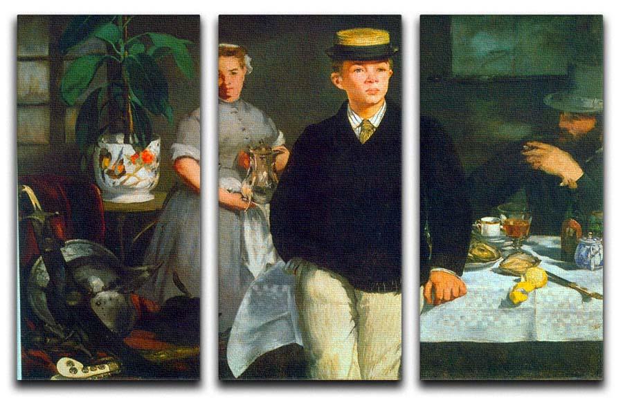 Luncheon by Manet 3 Split Panel Canvas Print showcasing elegant artwork in three panels.