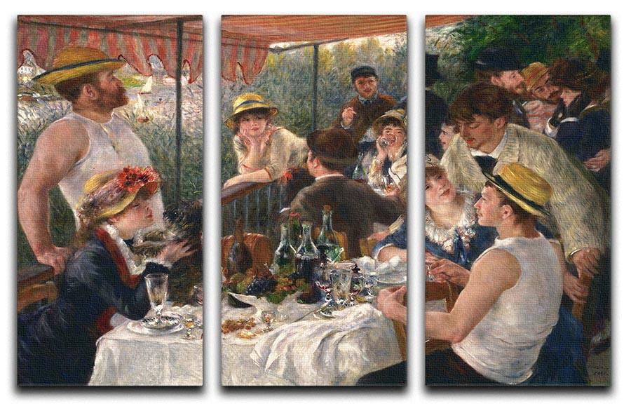 Three-panel canvas print of Renoir's Luncheon of the Boating Party, showcasing vibrant colors and intricate details.