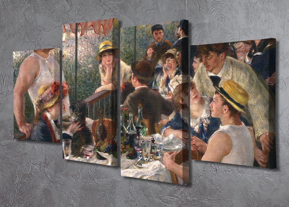 A 4-split canvas artwork featuring Renoir's Luncheon of the Boating Party, showcasing vibrant colors and lively social scene.