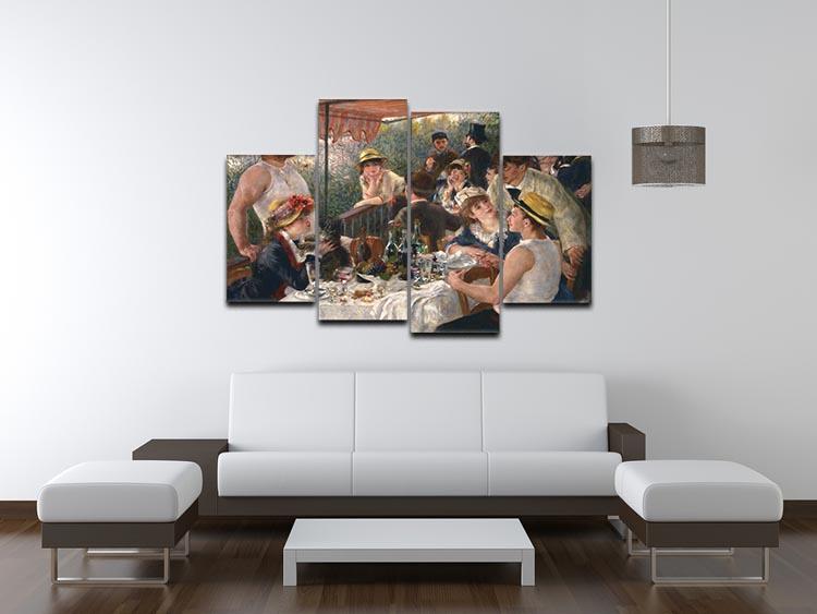 A 4-split canvas artwork featuring Renoir's Luncheon of the Boating Party, showcasing vibrant colors and lively social scene.