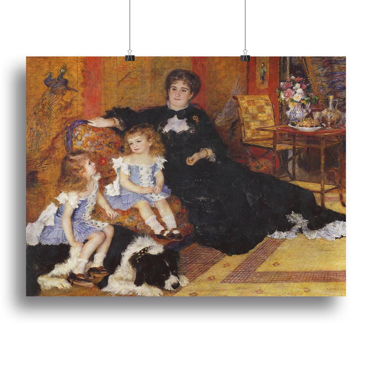 Canvas print of Madame Charpentier and her children by Renoir, showcasing a family portrait with vibrant colors and intricate details.