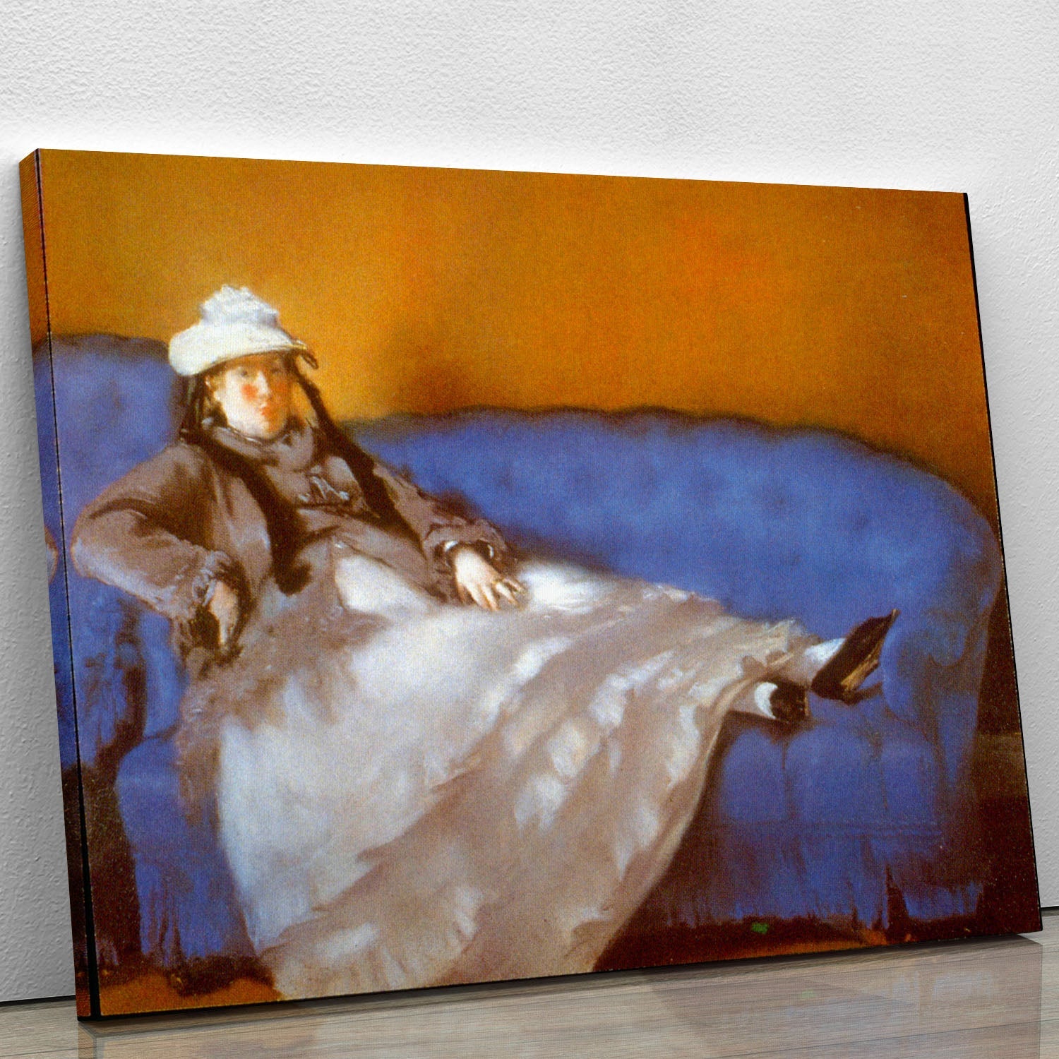 Madame Manet by Manet canvas print showcasing elegant art with vibrant colors and intricate details.