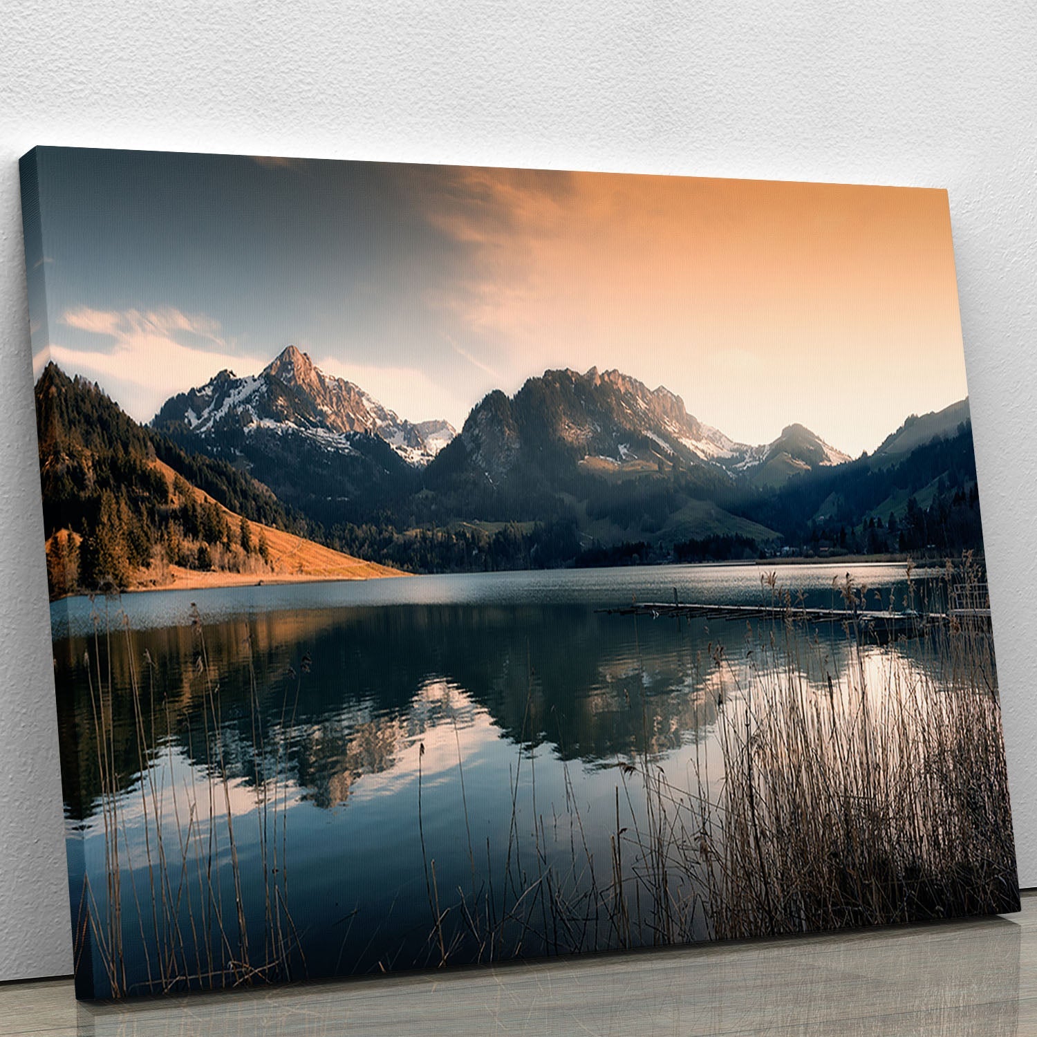 Magic Mood At Schwarzsee canvas print showcasing serene Swiss landscape with vibrant colors and stunning details.
