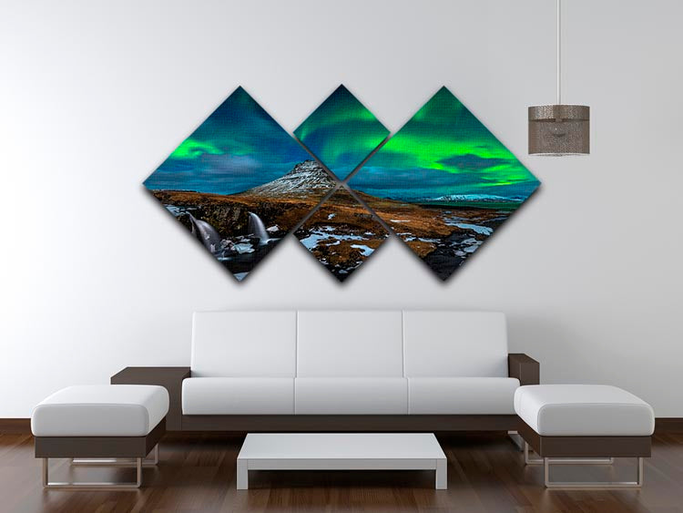 Magic Night 4 Square Multi Panel Canvas artwork featuring four equal square sections, beautifully designed for home decor.