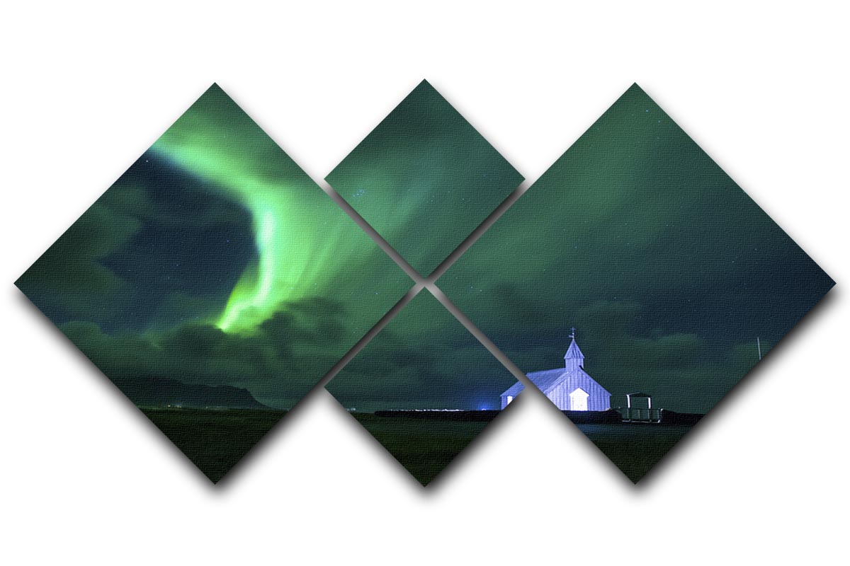 A stunning 4-square multi panel canvas depicting a magical night scene in Budir, showcasing vibrant colors and intricate details.