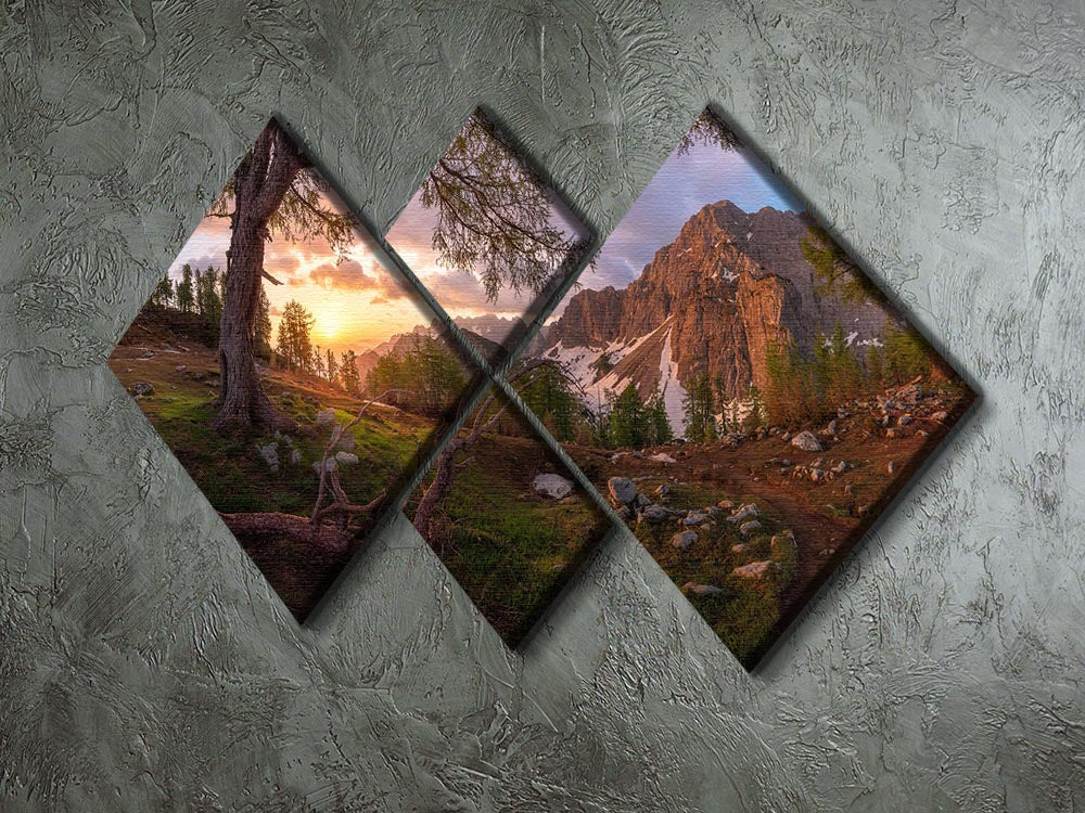 Magical Morning 4 Square Multi Panel Canvas featuring vibrant colors and harmonious design, perfect for home or office decor.