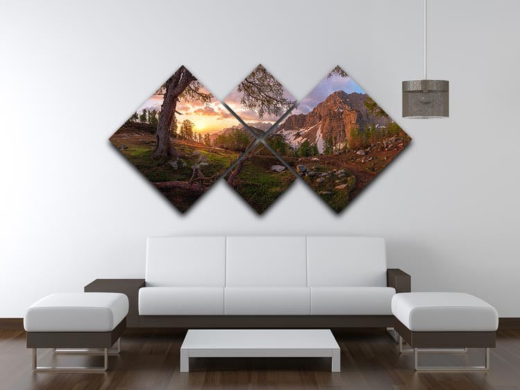 Magical Morning 4 Square Multi Panel Canvas featuring vibrant colors and harmonious design, perfect for home or office decor.