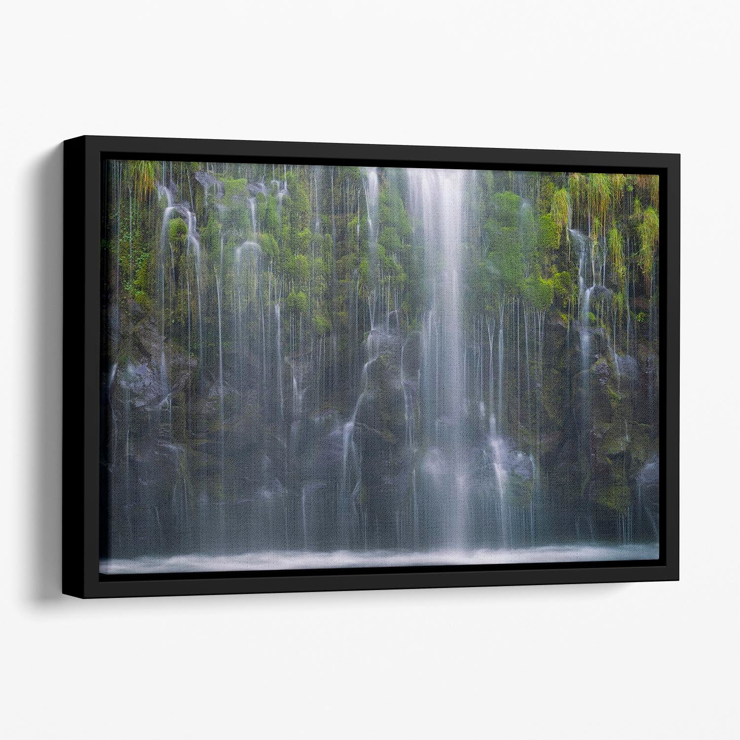 Magical Retreat Floating Framed Canvas featuring vibrant abstract colors in an elegant wooden frame.