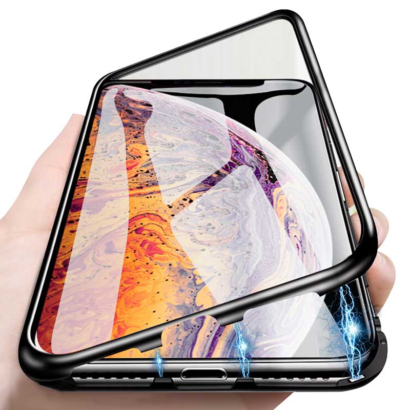 Magnetic Adsorption Metal Frame Phone Case for iPhone X, XS Max, XR, showcasing its sleek design and durable metal frame.