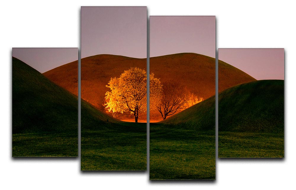 Magnolia 4 Split Panel Canvas artwork featuring four panels with a beautiful floral design, enhancing interior decor.