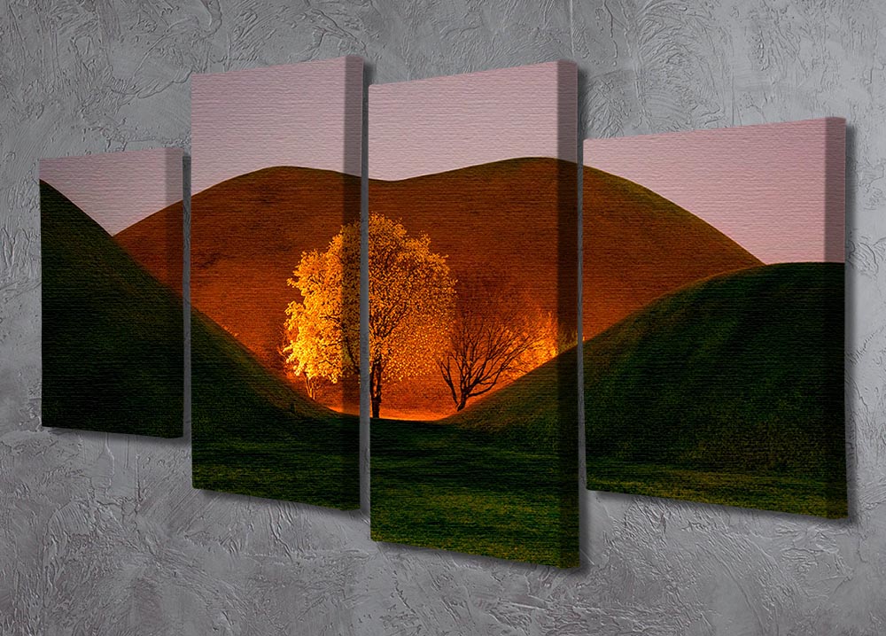 Magnolia 4 Split Panel Canvas artwork featuring four panels with a beautiful floral design, enhancing interior decor.