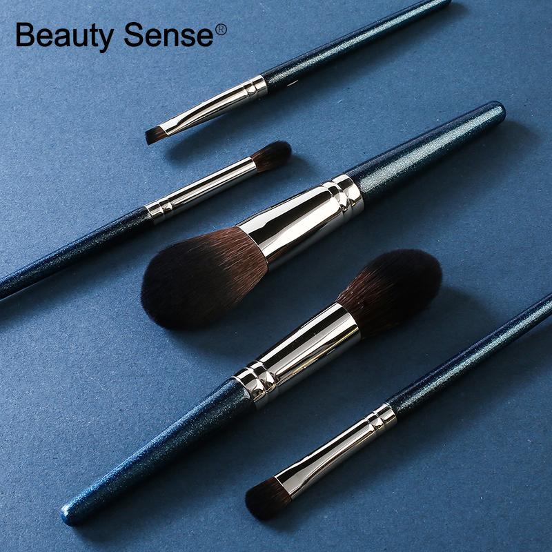 A set of premium makeup brushes designed for foundation, powder, eye shadow, and lip liner application, featuring soft plant fibers for comfort.