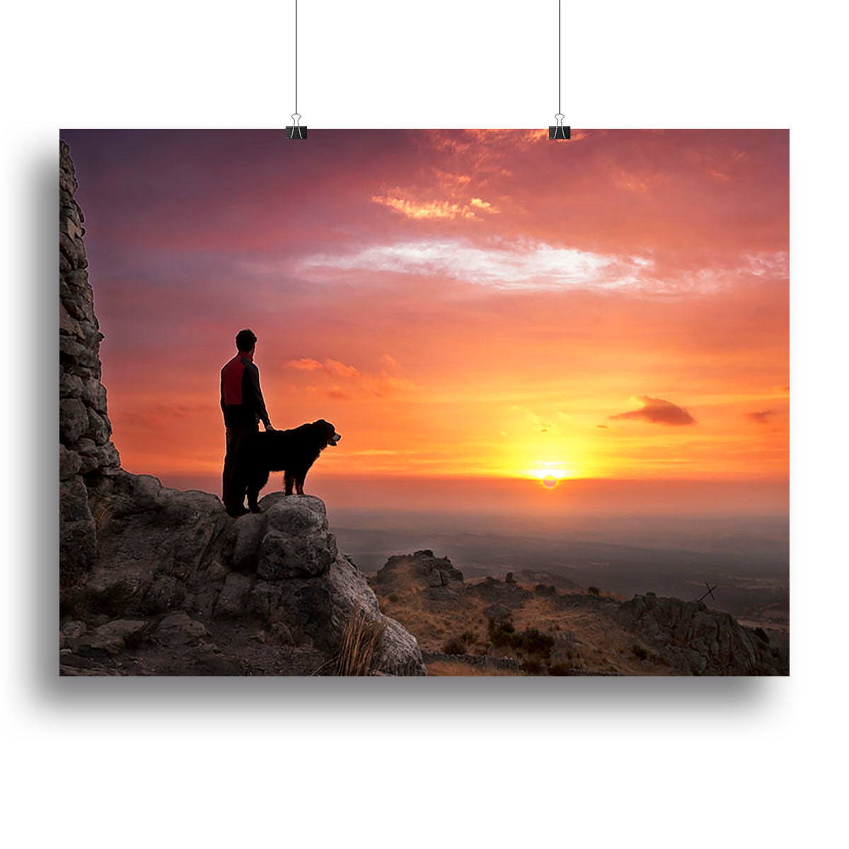 Canvas print of a man and his faithful companion, showcasing loyalty and companionship in a beautiful artistic design.