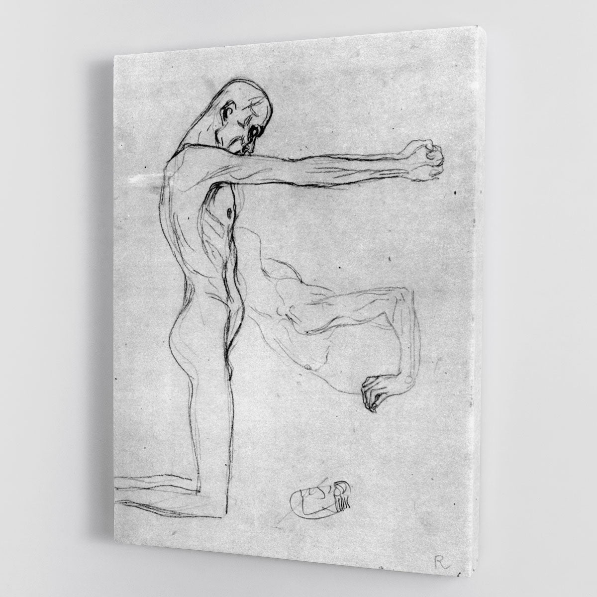 Canvas print of Gustav Klimt's Man with Outstretched Arms, showcasing intricate patterns and vibrant colors.